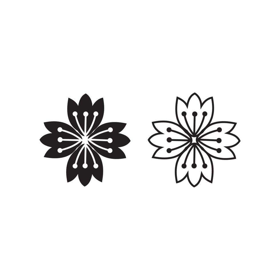 conjunto de vectores de iconos de flores. colección de signos de ilustración de jardín. símbolo o logotipo de la flora.