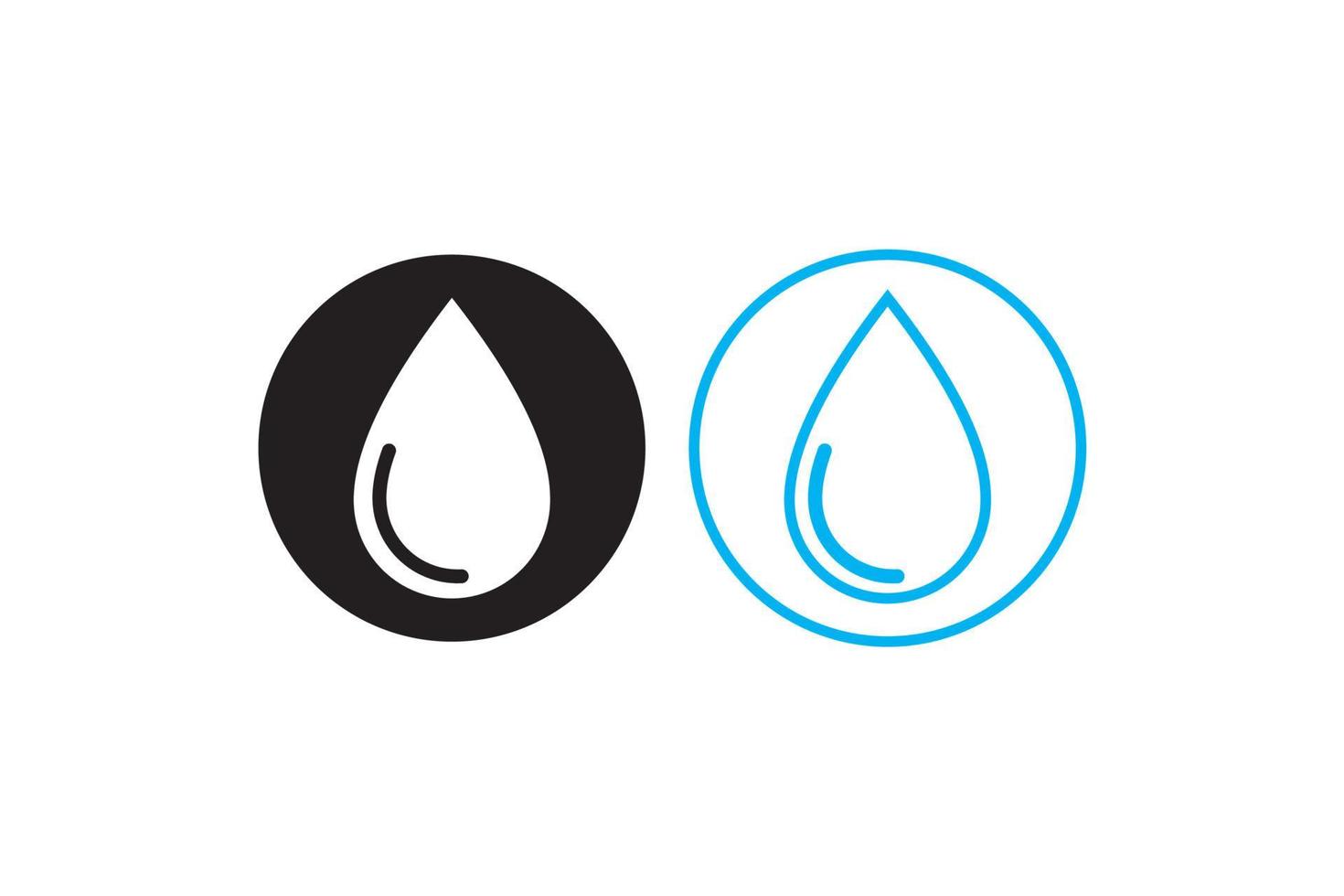 Vector blue water drop icon set. Flat droplet logo shapes collection