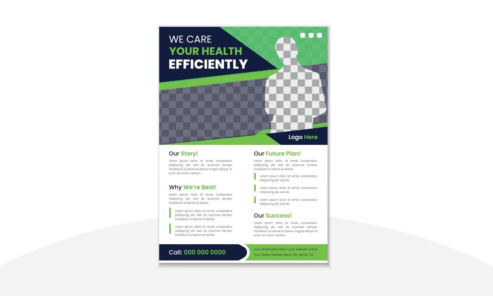 Healthcare flyer design template Medical business promotional flyer or brochure cover design template Trendy medical banners and posters. vector