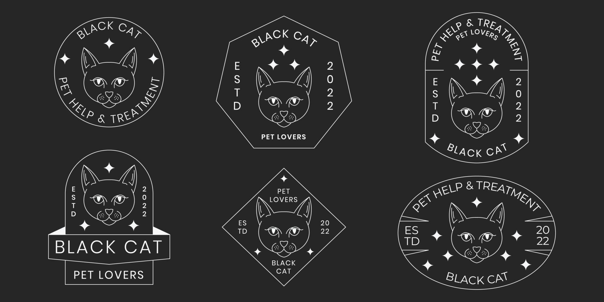 Pet line style logo design set for pet shop, set of Pet logo badge vector isolated in white color