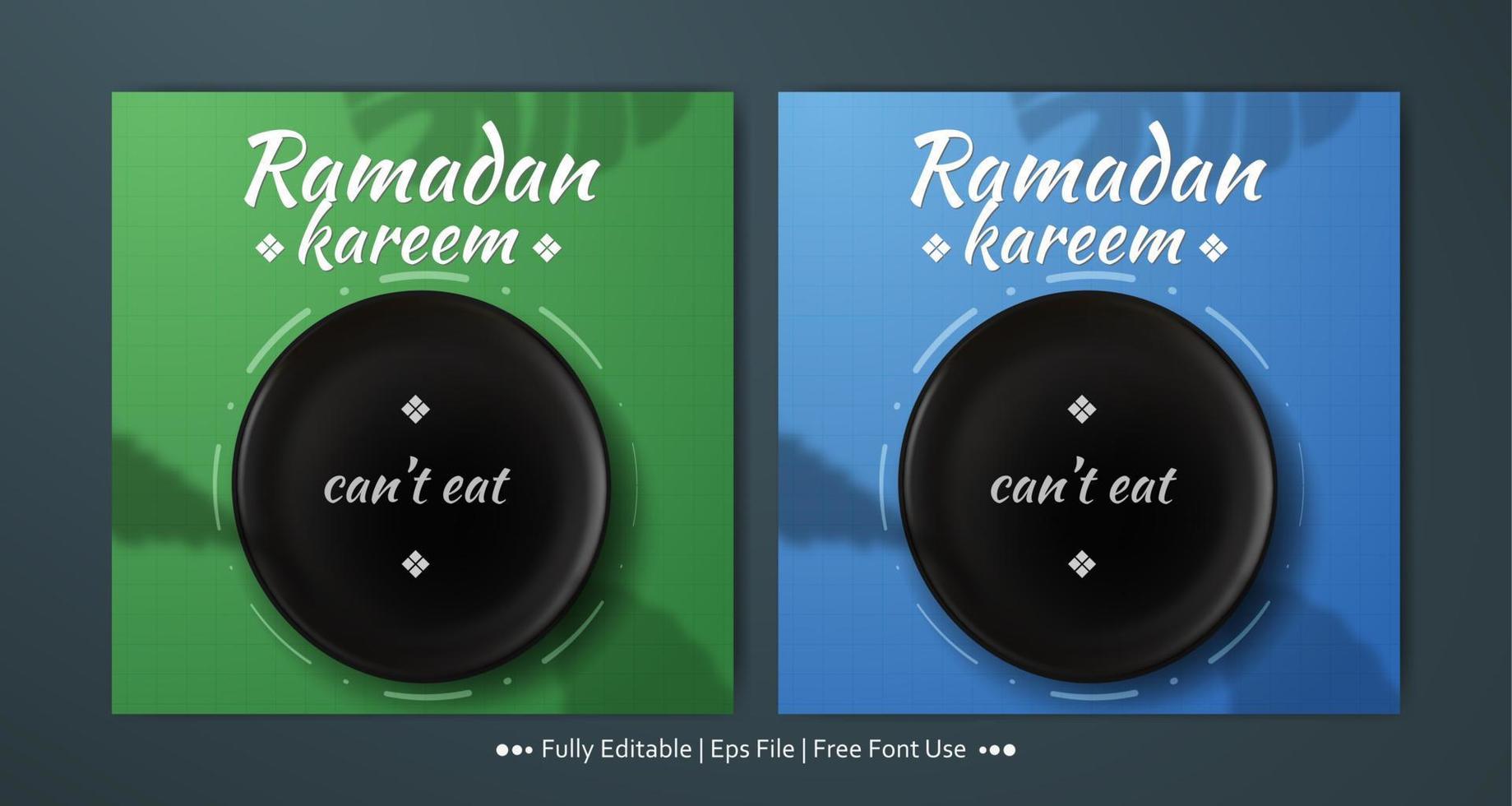 Ramadan kareem with empty plate square banner template collection vector