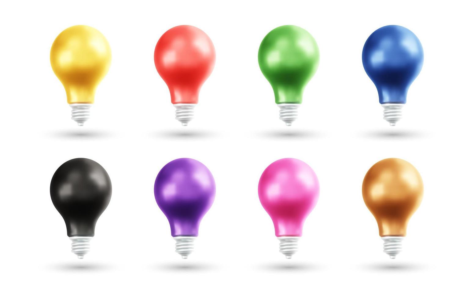 Realistic light bulb set 3d vector illustration