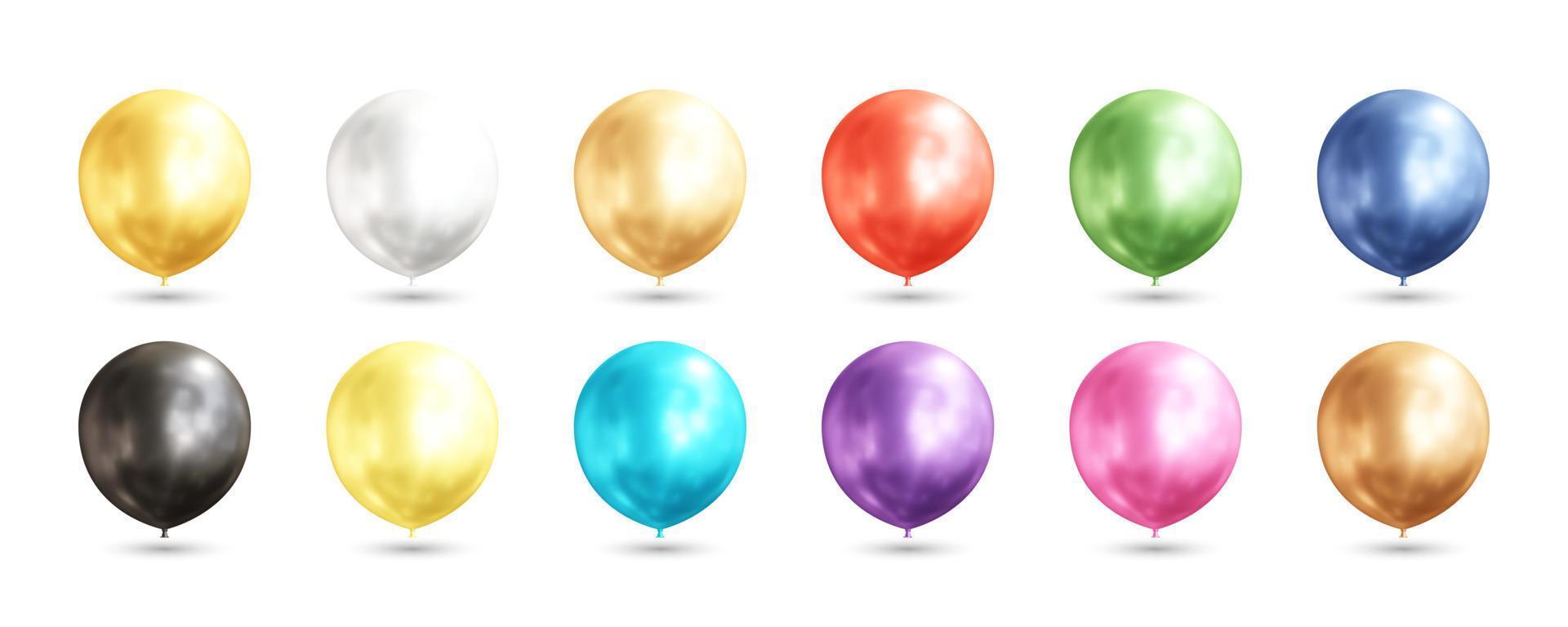 Ilustración de vector 3d de globos de colores realistas