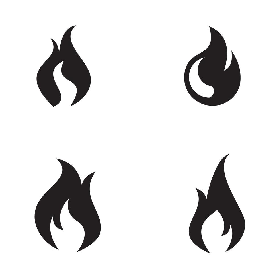 Fire flames, set vector icons