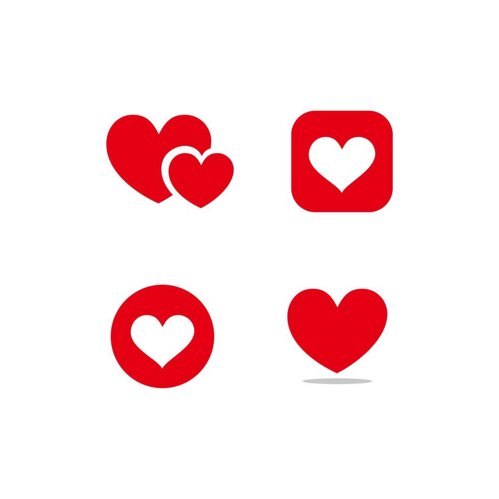 conjunto de plantilla de ilustración de vector de icono de corazón. colección de diseño de iconos de corazón. amor diseño vectorial aislado sobre fondo blanco. diseño plano de icono de vector de amor para sitio web, símbolo, logotipo, signo, aplicación, interfaz de usuario.