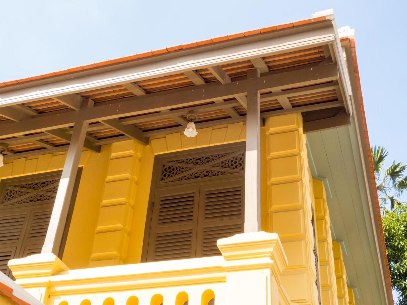 Balcony with vintage wooden doors. photo