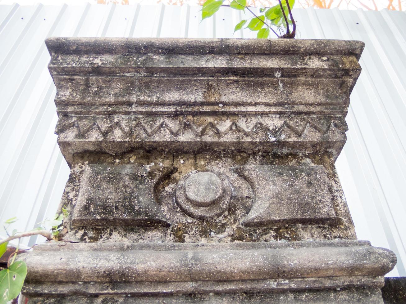 Ancient abandoned buildings with stucco designs. photo