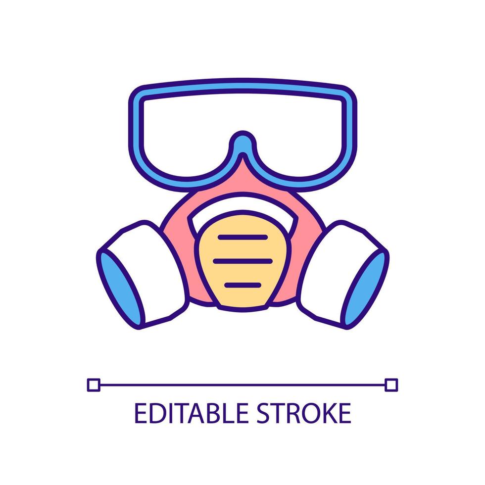 Respirator mask RGB color icon. Protect against airborne particulates. Safety mask for harmful gases protection. Isolated vector illustration. Simple filled line drawing. Editable stroke