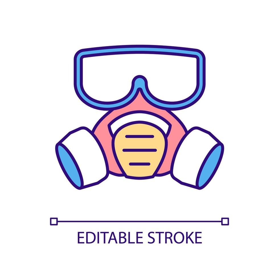 Respirator mask RGB color icon. Protect against airborne particulates. Safety mask for harmful gases protection. Isolated vector illustration. Simple filled line drawing. Editable stroke