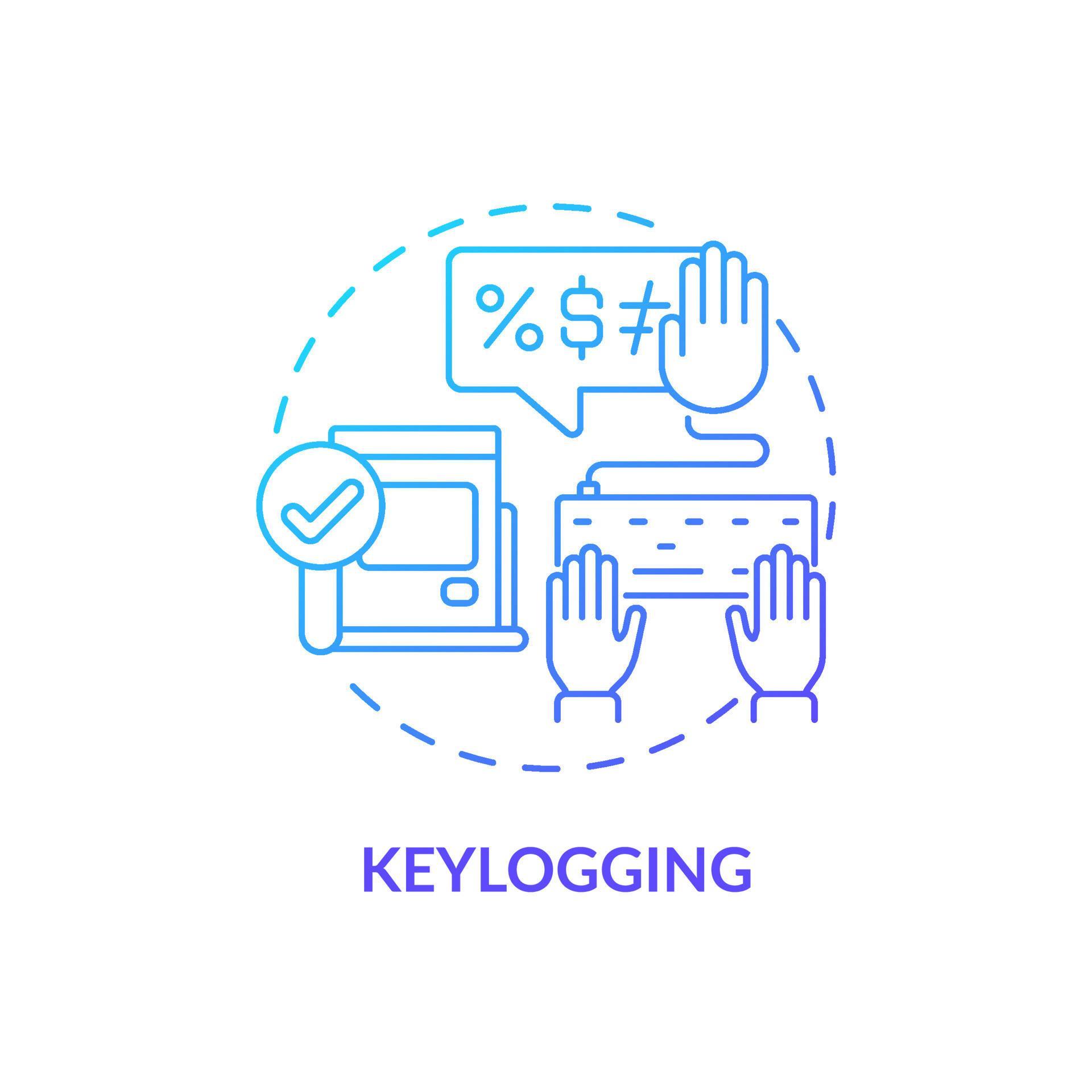 Keylogging blue gradient concept icon. Keystroke logging. Admin access