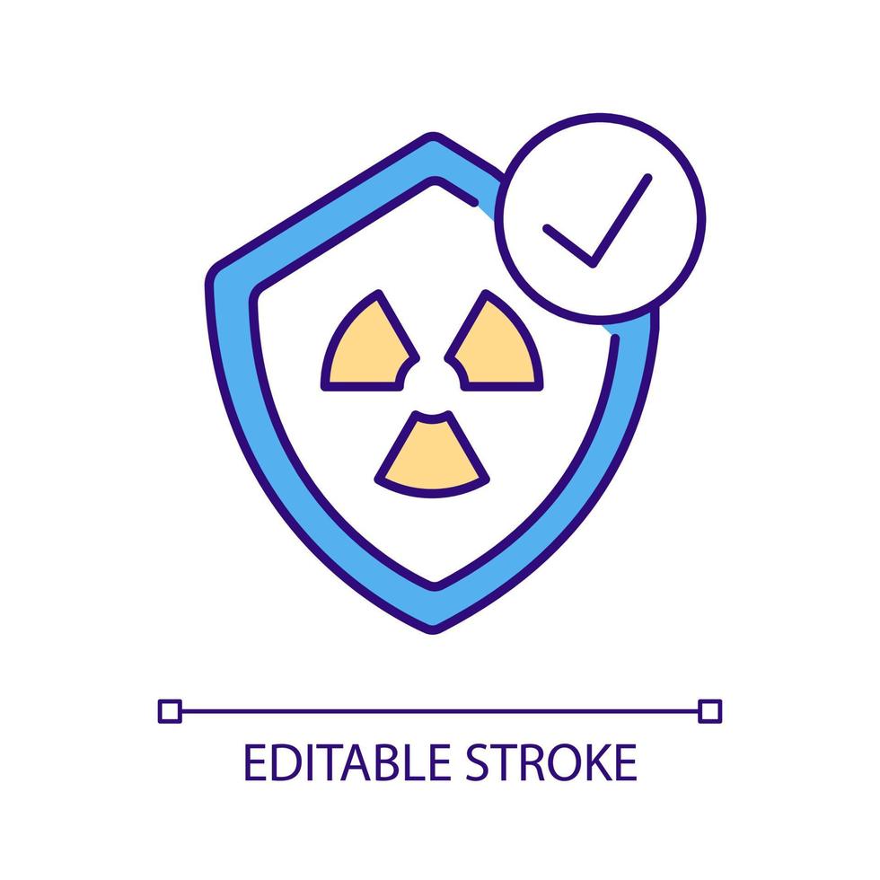 Nuclear energy safety RGB color icon. Reliable power source. Low accidents risk in plants. Affordable and secure source. Isolated vector illustration. Simple filled line drawing. Editable stroke