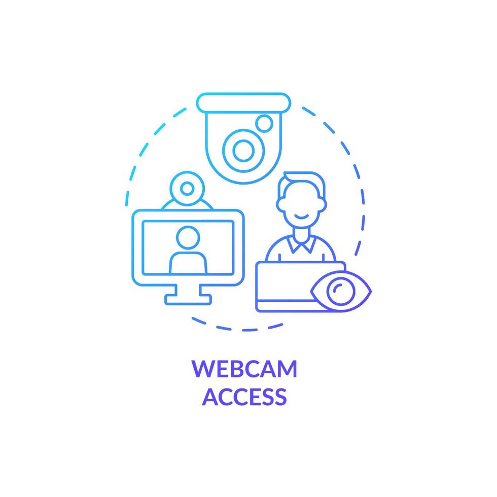 Webcam access blue gradient concept icon. Surveillance in workplace. Tracking office staff. Employee monitoring abstract idea thin line illustration. Vector isolated outline color drawing