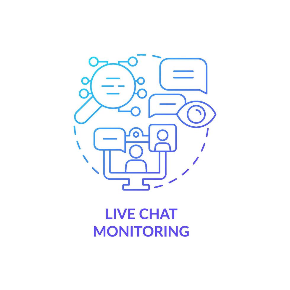 Live chat monitoring blue gradient concept icon. Tracking communication of work team. Employee monitoring abstract idea thin line illustration. Vector isolated outline color drawing