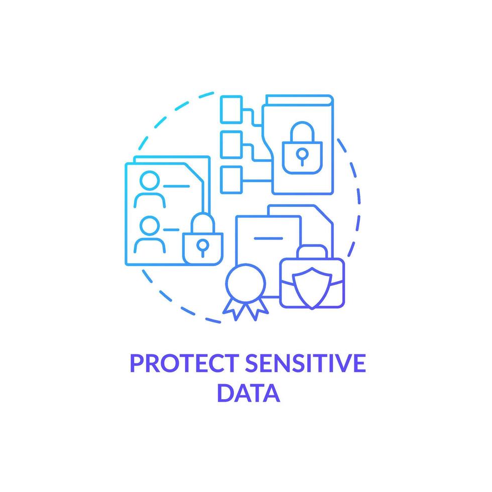 Proteger el icono de concepto de degradado azul de datos confidenciales. garantizar la seguridad de la información de trabajo. supervisión de empleados idea abstracta ilustración de línea delgada. dibujo de color de contorno aislado vectorial vector