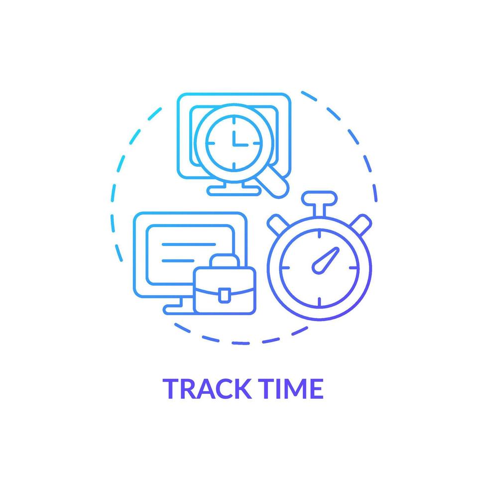 Tracking time blue gradient concept icon. Control work schedule. Online surveillance. Employee monitoring abstract idea thin line illustration. Vector isolated outline color drawing