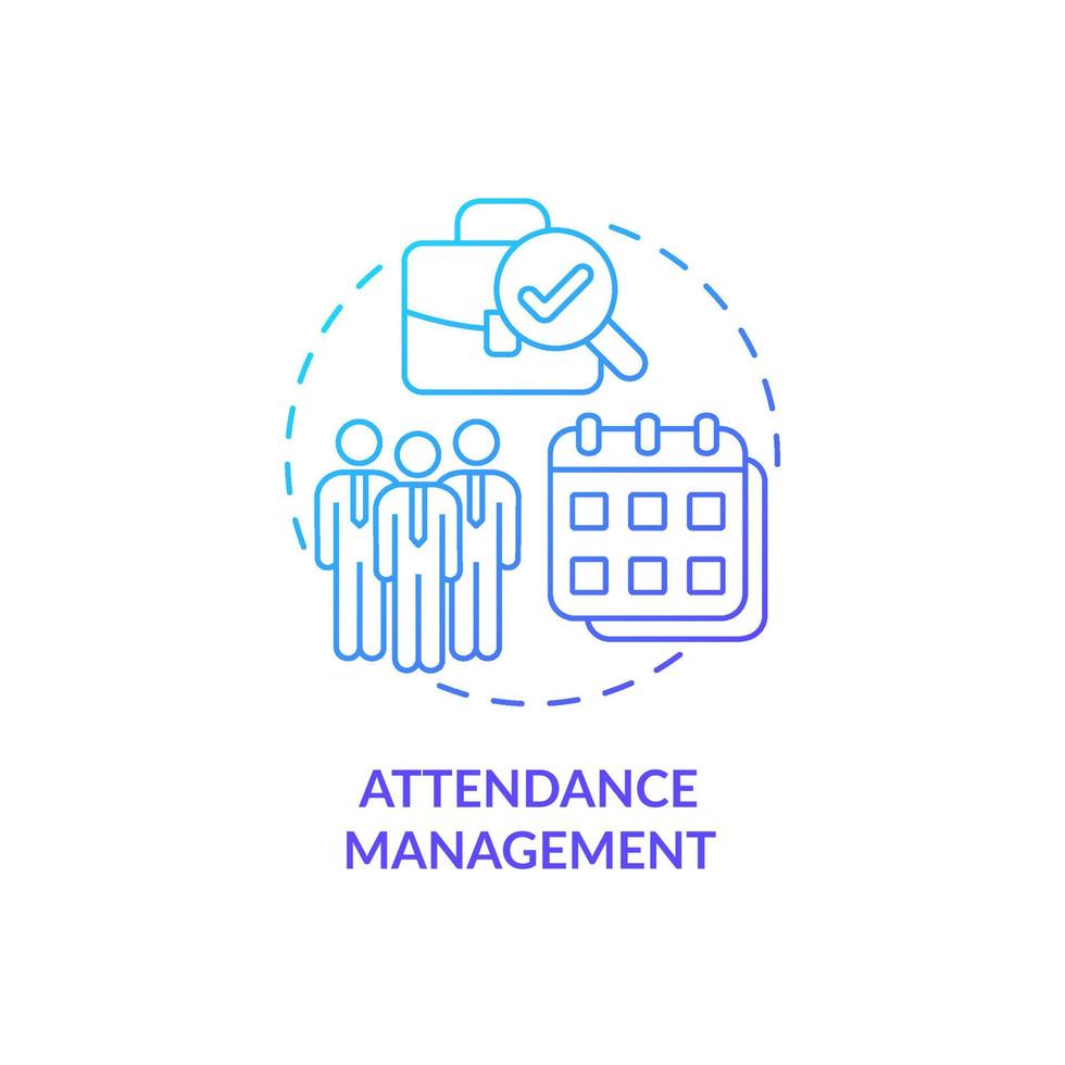 Attendance management blue gradient concept icon. Tracking discipline at work. Control productivity. Employee monitoring abstract idea thin line illustration. Vector isolated outline color drawing