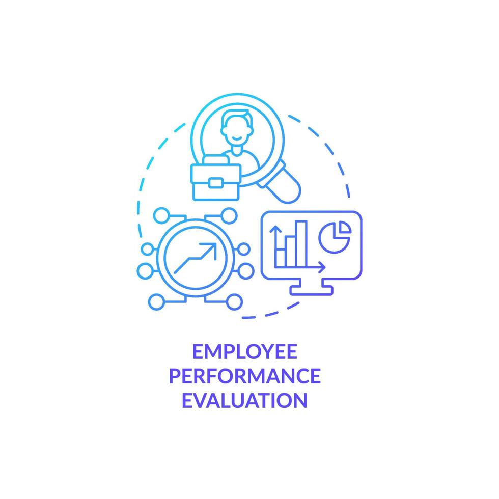 icono de concepto de gradiente azul de evaluación de desempeño de los empleados. evaluar la productividad del trabajo. trabajador que supervisa la ilustración de línea delgada de idea abstracta. dibujo de color de contorno aislado vectorial vector