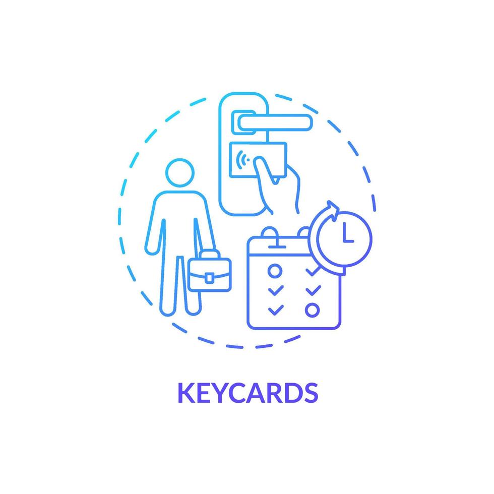 icono de concepto de degradado azul de tarjetas de acceso. lector de sensor en la puerta de la oficina. seguridad en el lugar de trabajo. supervisión de empleados idea abstracta ilustración de línea delgada. dibujo de color de contorno aislado vectorial vector