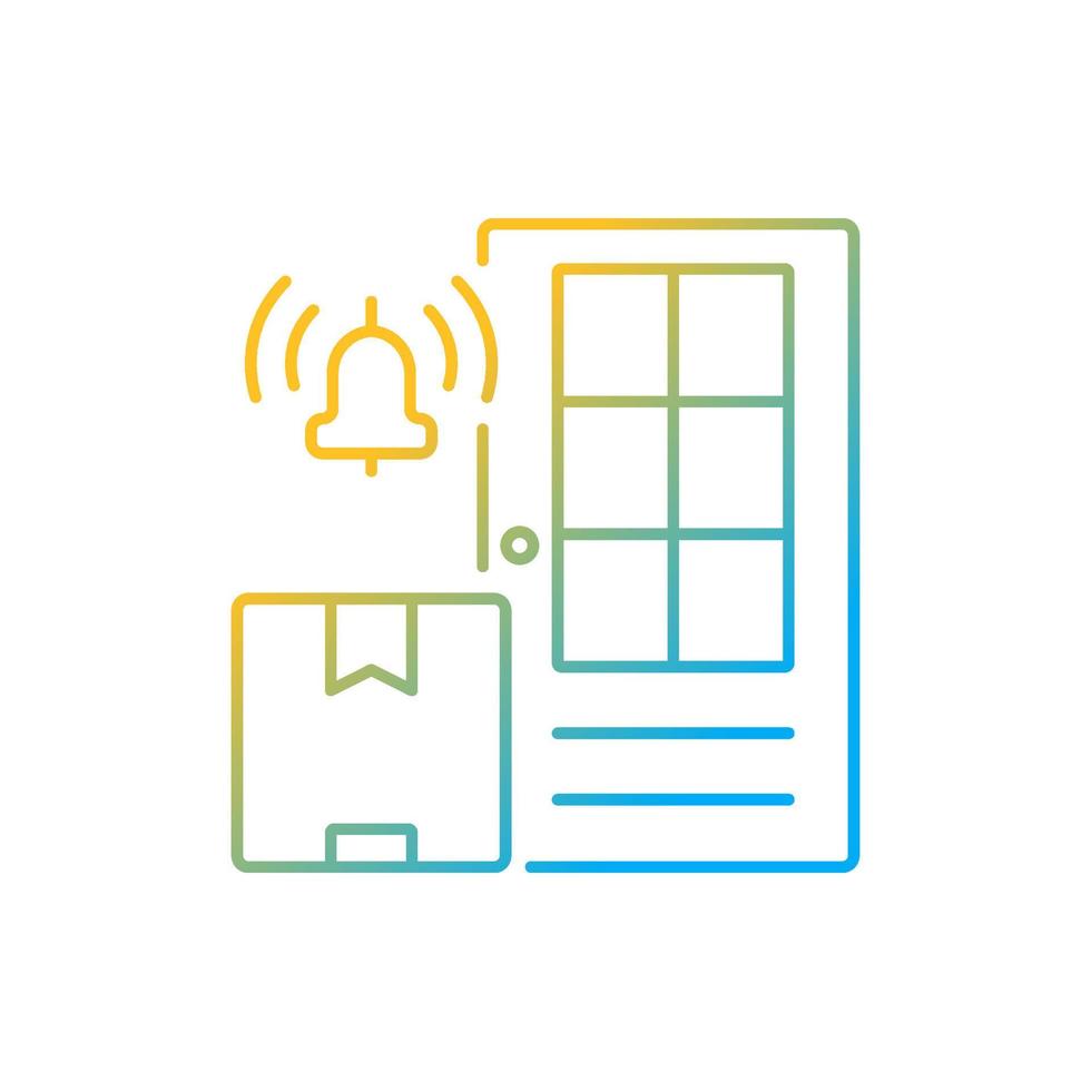 Door to door shipping service gradient linear vector icon. Delivering goods to client location. Shipment business. Thin line color symbol. Modern style pictogram. Vector isolated outline drawing