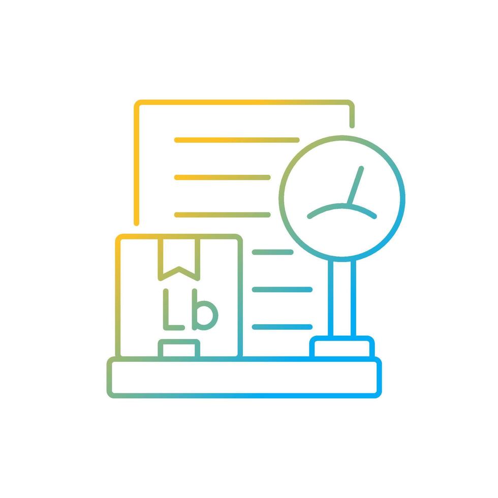 International delivery packing list Lb gradient linear vector icon. Shipping information of cargo weight in pounds. Thin line color symbol. Modern style pictogram. Vector isolated outline drawing