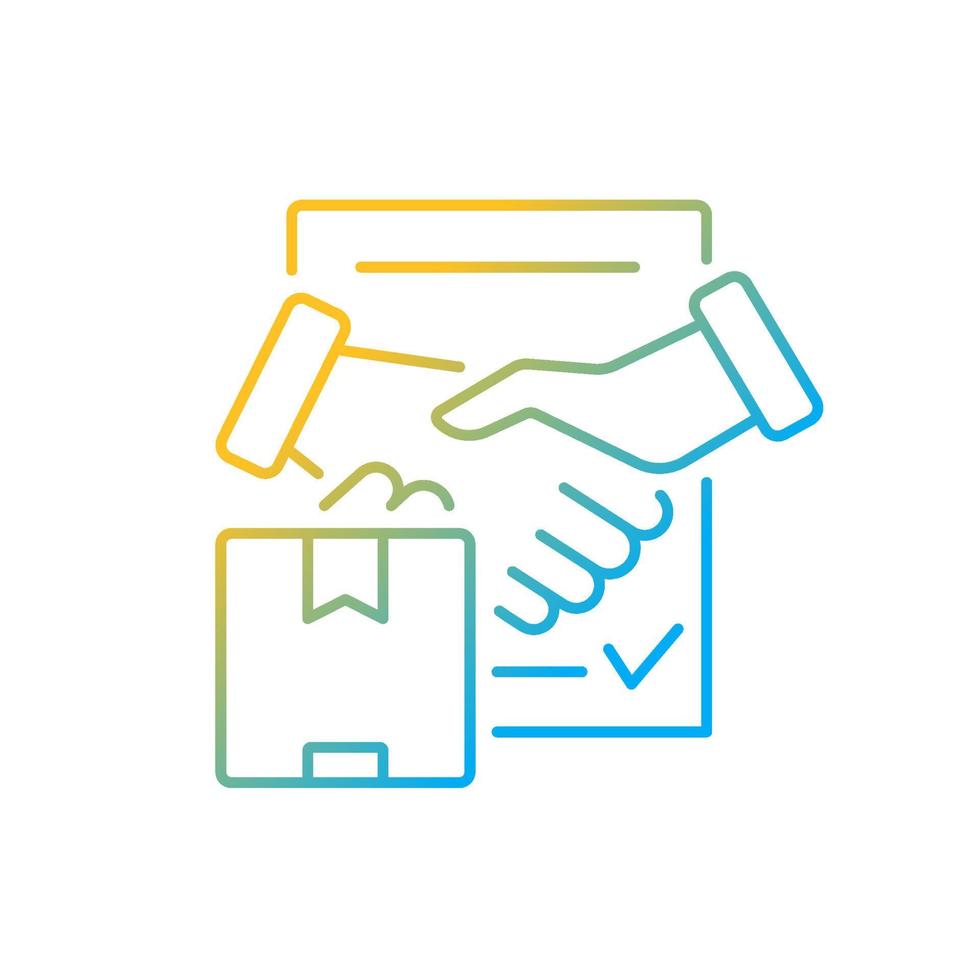 Shipment contract gradient linear vector icon. International trade agreement, business and partnership. Cargo delivery. Thin line color symbol. Modern style pictogram. Vector isolated outline drawing
