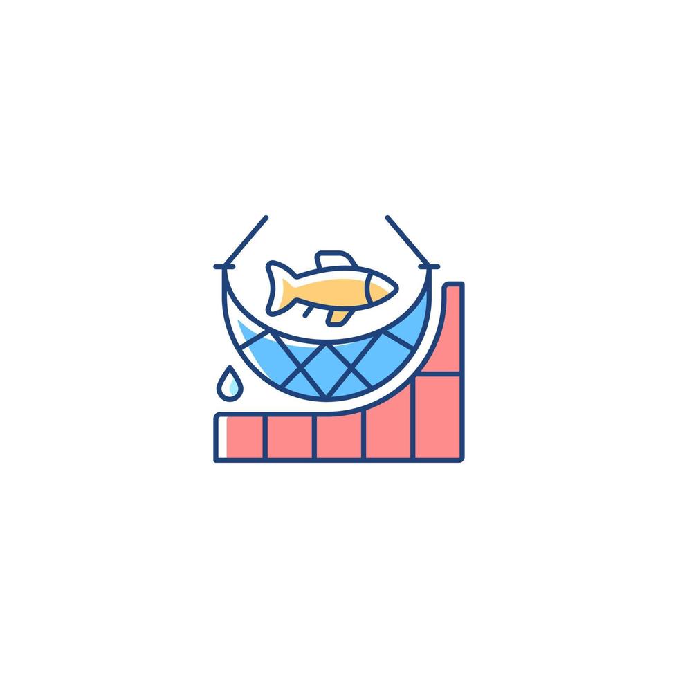 Total allowable catch RGB color icon. Maximum annual fish quantity. Harvest limit. Rules and regulations. Commercial fishing. Isolated vector illustration. Simple filled line drawing