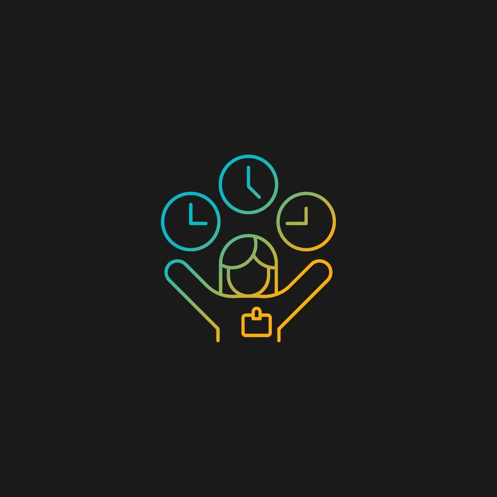 Flexible hours gradient vector icon for dark theme. Providing schedule flexibility. Supporting employee mental health. Thin line color symbol. Modern style pictogram. Vector isolated outline drawing