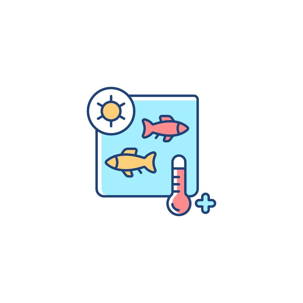 Heat treatment RGB color icon. Seafood high temperature processing. Fish sterilization and pasteurization. Cooking and canning. Isolated vector illustration. Simple filled line drawing