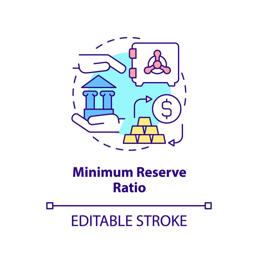 Minimum reserve ratio concept icon. Bank regulation system requirements. Monetary policy tool abstract idea thin line illustration. Vector isolated outline color drawing. Editable stroke