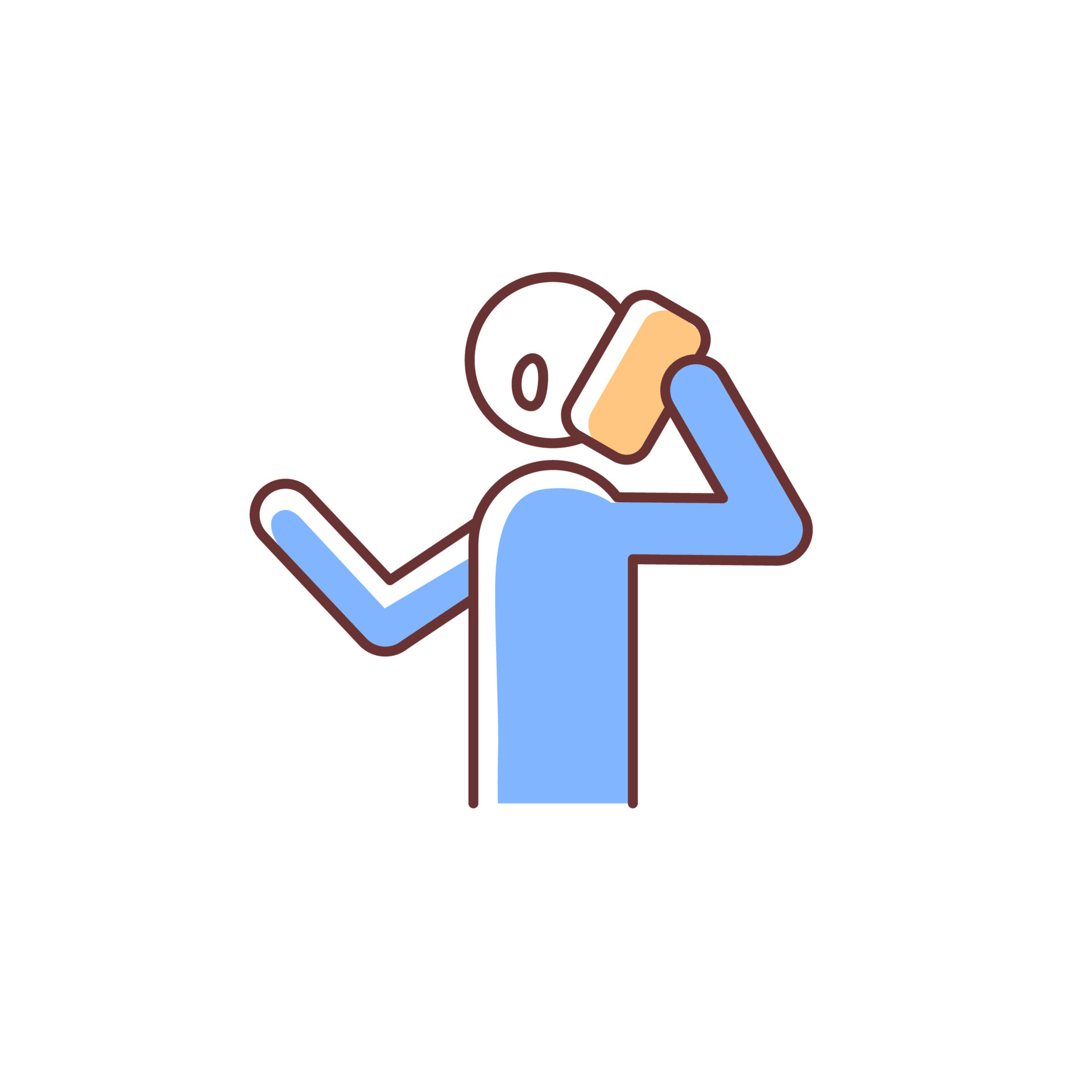 Talk via phone RGB color icon. Making telephone call. Phone