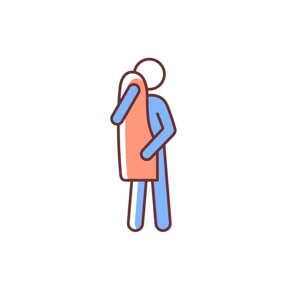 Dry with towel RGB color icon. Taking shower or bath. Maintain cleanliness of body. Healty habit. Commonplace day-to-day human life. Isolated vector illustration. Simple filled line drawing