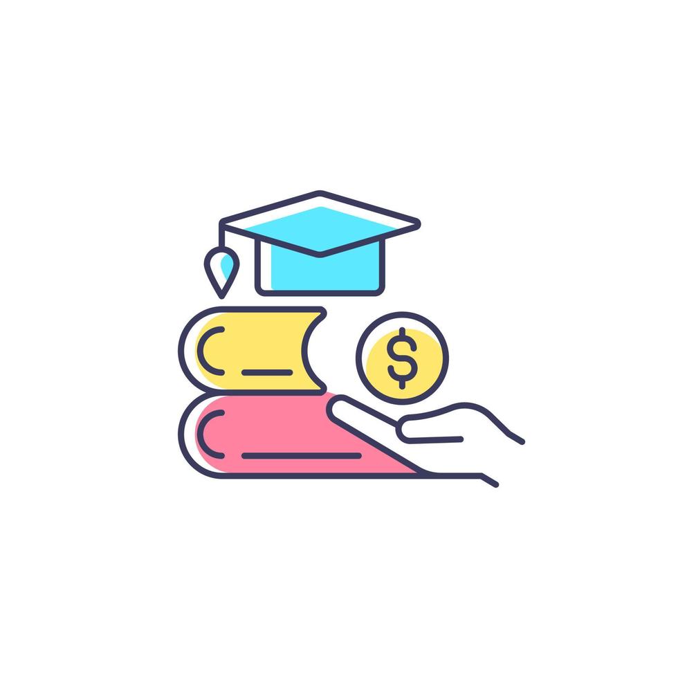 Tuition reimbursement RGB color icon. Compensation for education classes. Employee benefit. Educational assistance. Covering study expenses. Isolated vector illustration. Simple filled line drawing