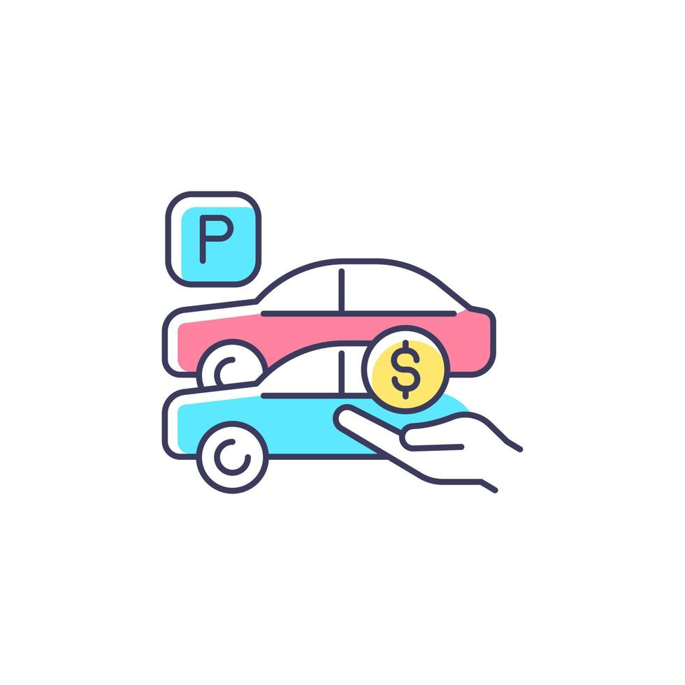 Free parking spots RGB color icon. Provide parking for employees. Reward for workers. Access to company-paid spaces for vehicles. Isolated vector illustration. Simple filled line drawing