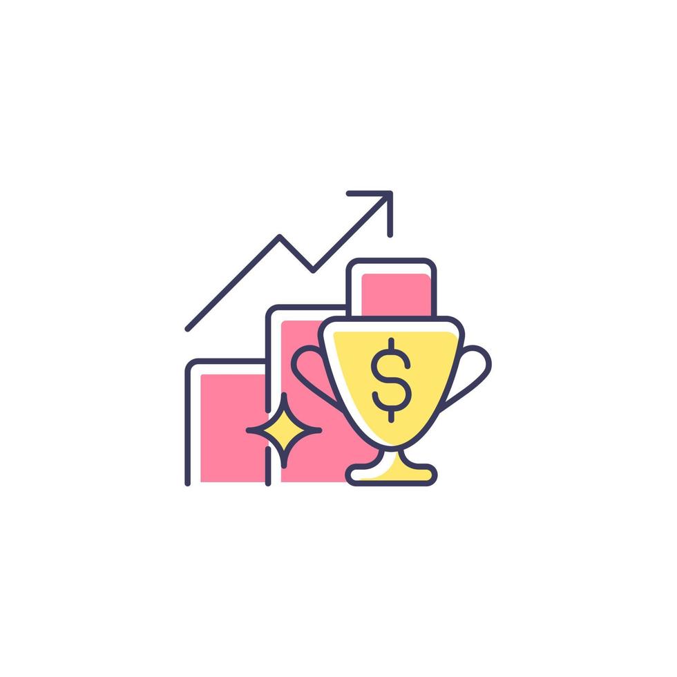 Performance bonus RGB color icon. Motivating talented employees. Improving work performance. Extra compensation. Encouraging to achieve goals. Isolated vector illustration. Simple filled line drawing