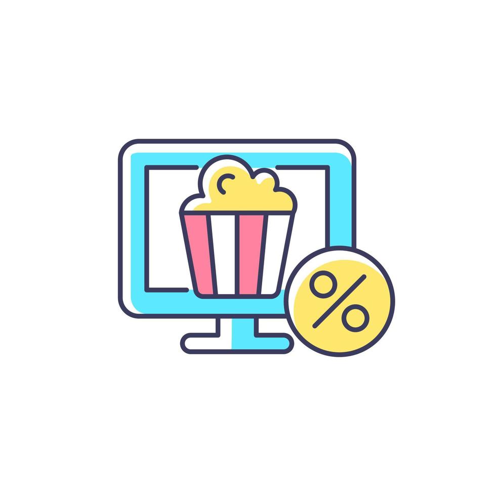 Discounts for online cinema subscription RGB color icon. Improve employee satisfaction. Providing access to entertainment service. Isolated vector illustration. Simple filled line drawing