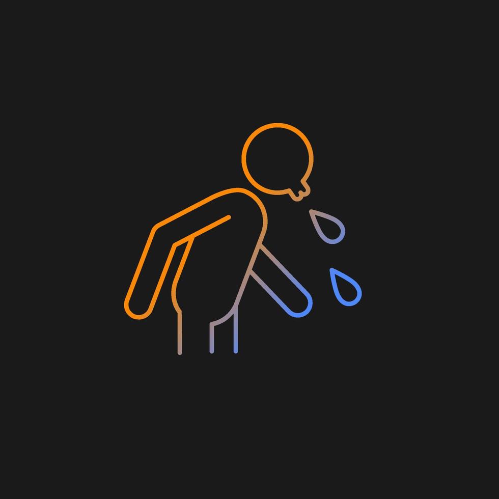 Spit gradient vector icon for dark theme. Rude, indecent behavior in public places. Lack of manners. Spitting man. Thin line color symbol. Modern style pictogram. Vector isolated outline drawing