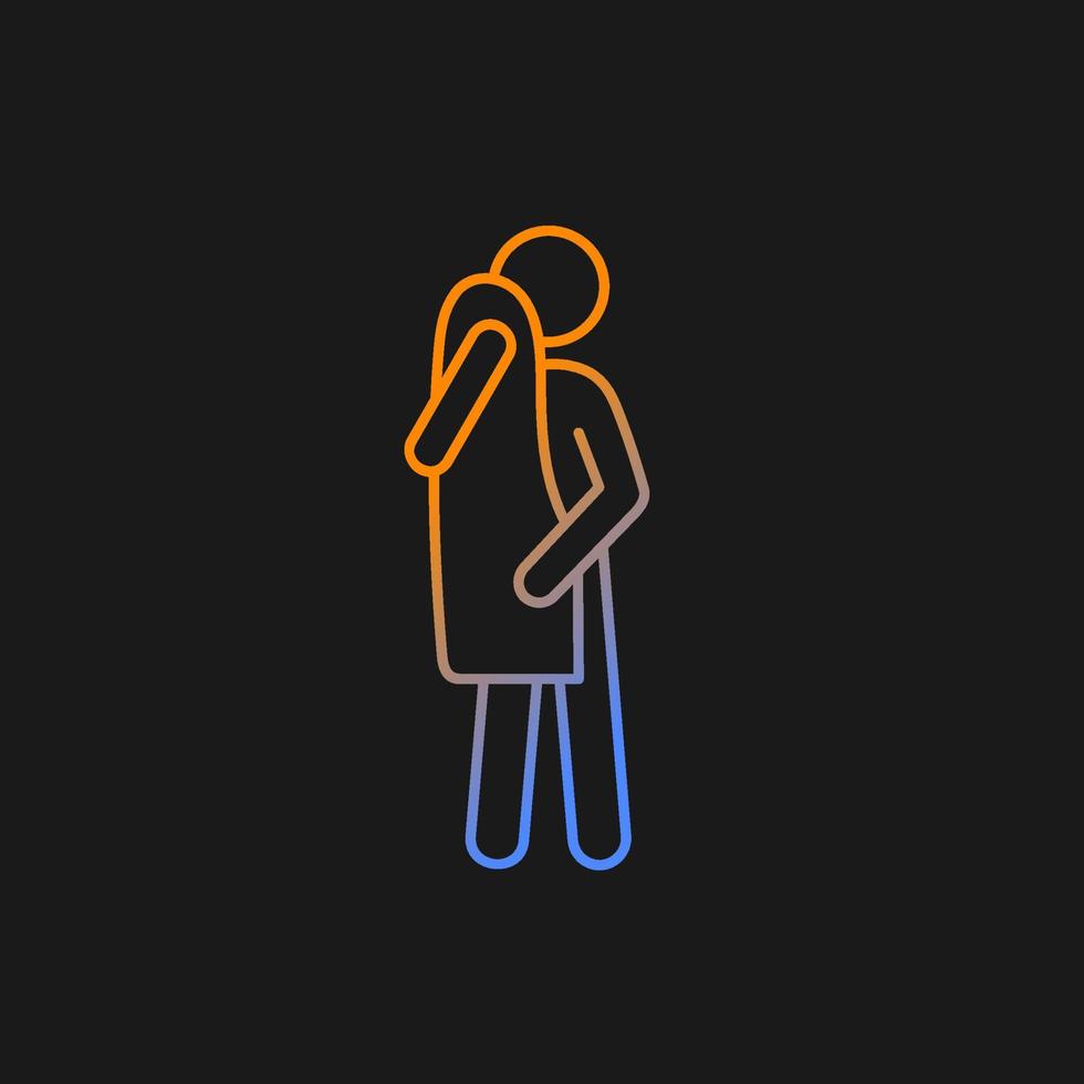 Dry with towel gradient vector icon for dark theme. Taking shower or bath. Maintain cleanliness of body. Healty habit. Thin line color symbol. Modern style pictogram. Vector isolated outline drawing