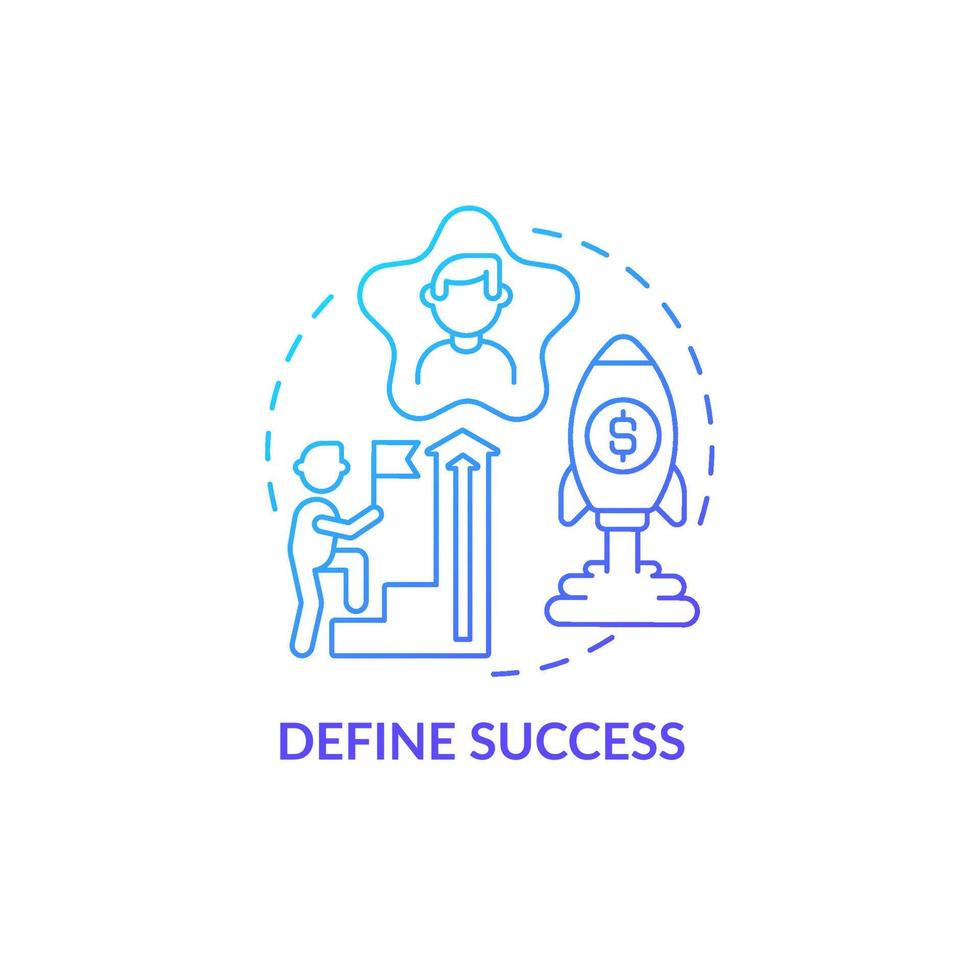 Define success blue gradient concept icon. Personal achievement. Employee goals in work. Career advancement abstract idea thin line illustration. Vector isolated outline color drawing