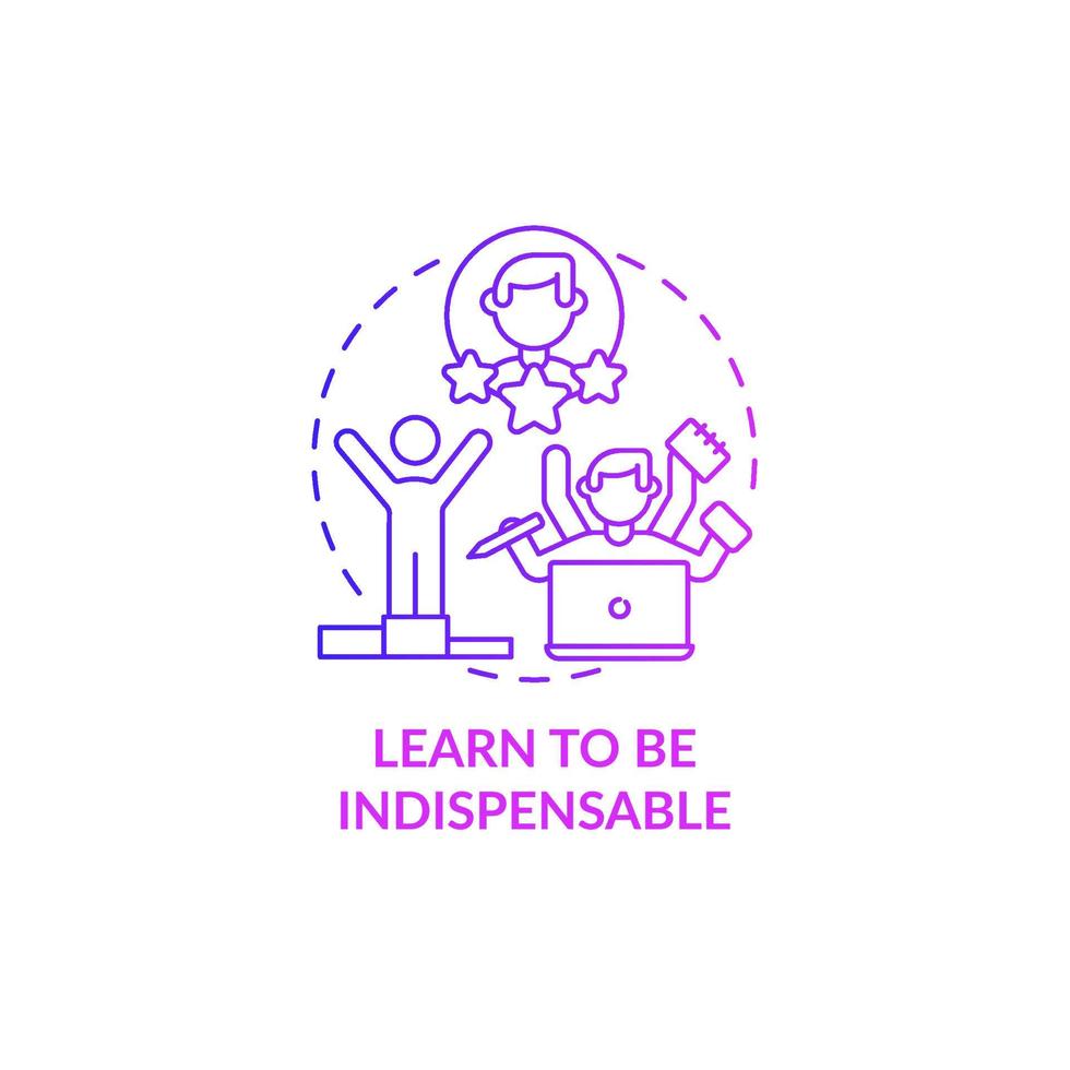 Learn to be indispensable purple gradient concept icon. Responsible emploee, successful worker trait. Career advancement abstract idea thin line illustration. Vector isolated outline color drawing