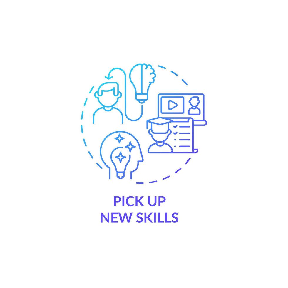 Pick up new skills blue gradient concept icon. Upskill corporate employee. Professional development. Career advancement abstract idea thin line illustration. Vector isolated outline color drawing