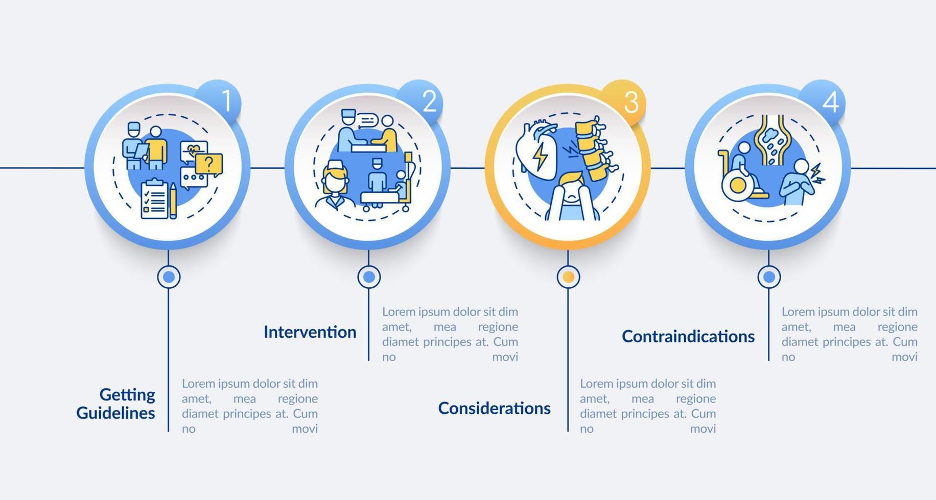 plantilla infográfica vectorial del proceso de terapia respiratoria. elementos de diseño de esquema de presentación. visualización de datos con 4 pasos. gráfico de información de la línea de tiempo del proceso. diseño de flujo de trabajo con iconos de línea vector