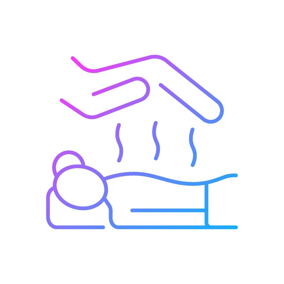 Reiki massage gradient linear vector icon. Alternative medicine. Manipulate energy flow. Japanese technique. Thin line color symbol. Modern style pictogram. Vector isolated outline drawing