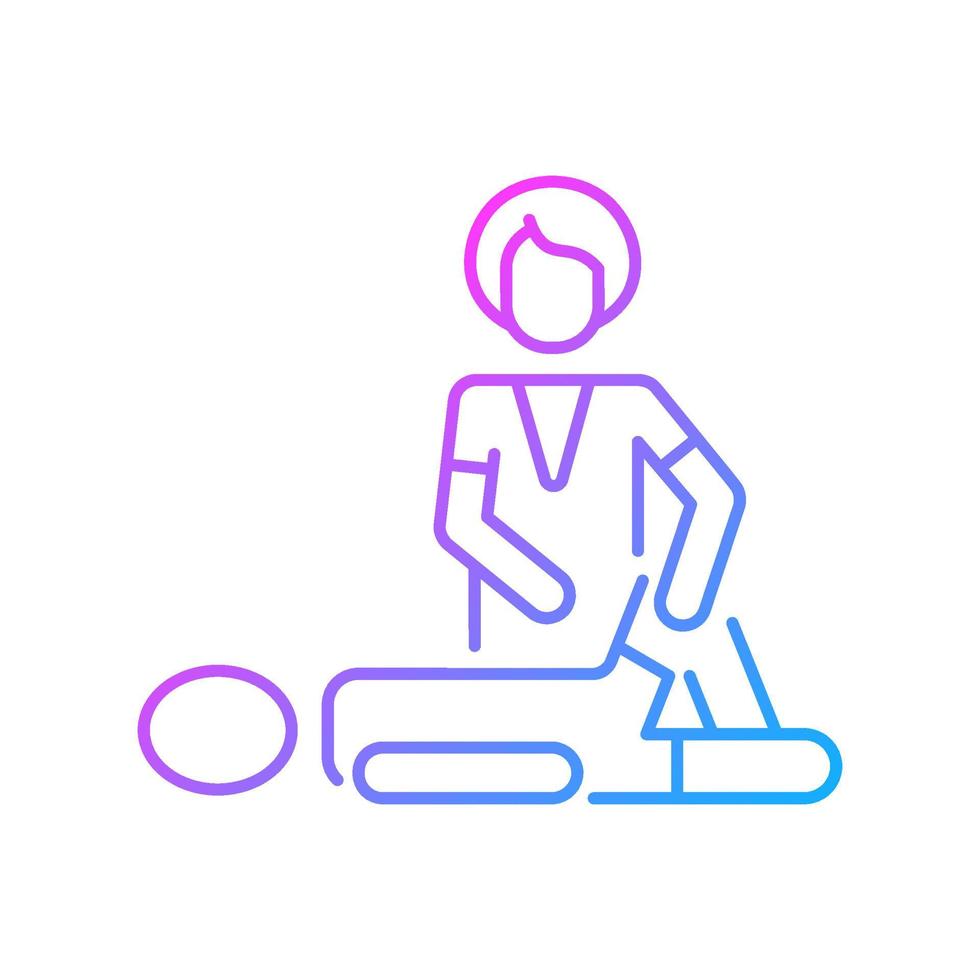 Sport massage gradient linear vector icon. Injury recovery. Enhance athletic performance. Muscles manipulation. Thin line color symbol. Modern style pictogram. Vector isolated outline drawing