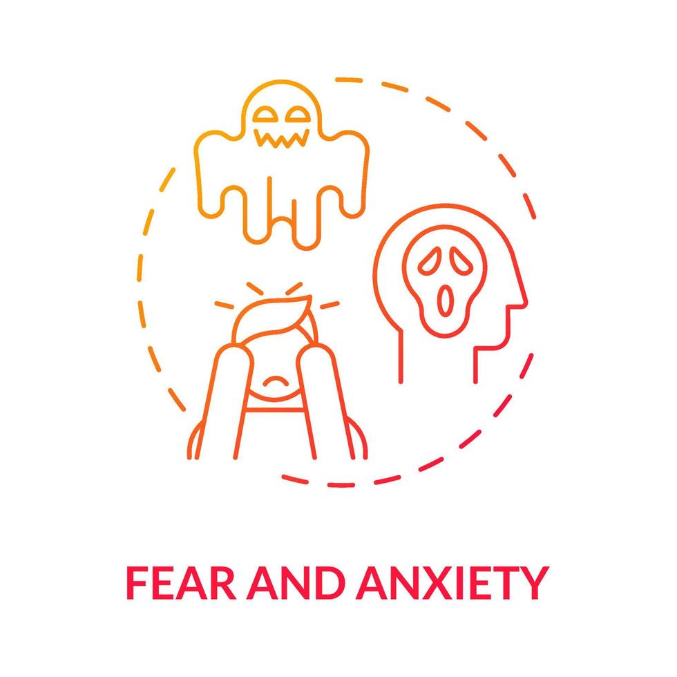 Fear and anxiety red gradient concept icon. Hate speech effect abstract idea thin line illustration. Emotional state. Posttraumatic stress. Unpleasant feelings. Vector isolated outline color drawing