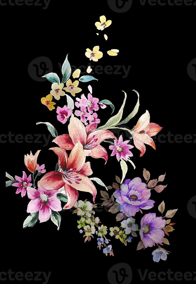 flowers pattern design floral seeamless botanical tropical background photo