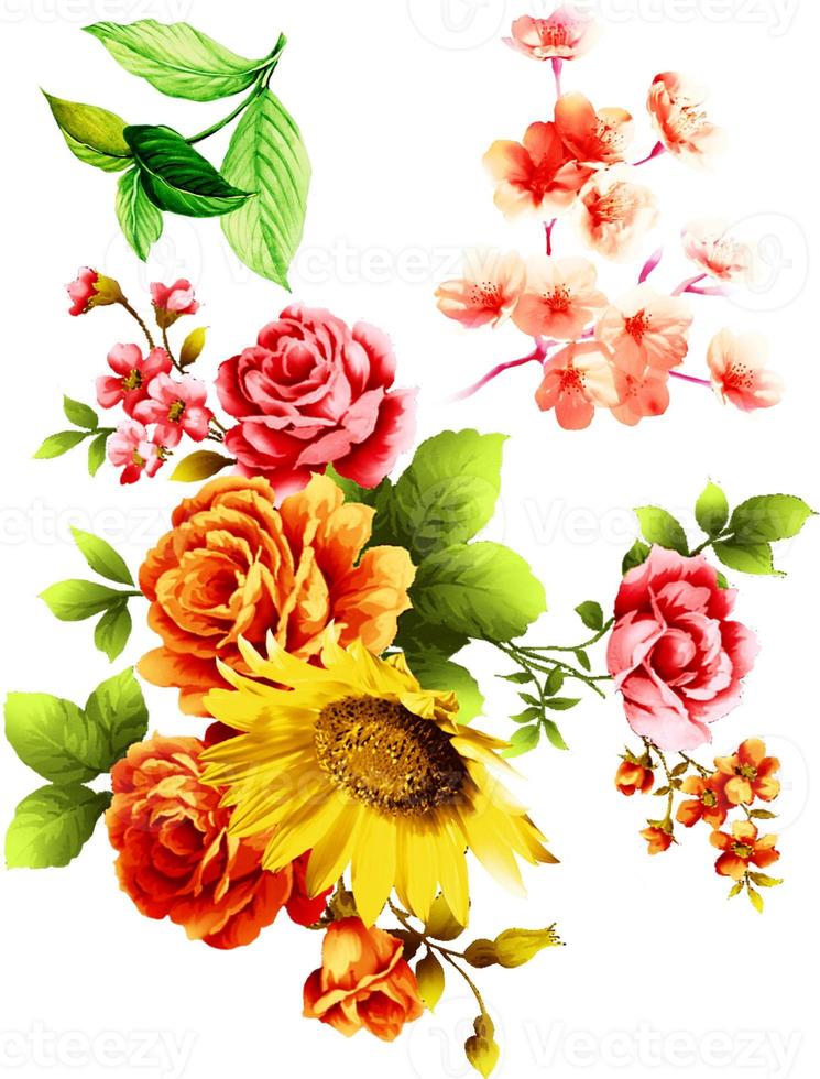 flowers pattern design floral seeamless botanical tropical background photo