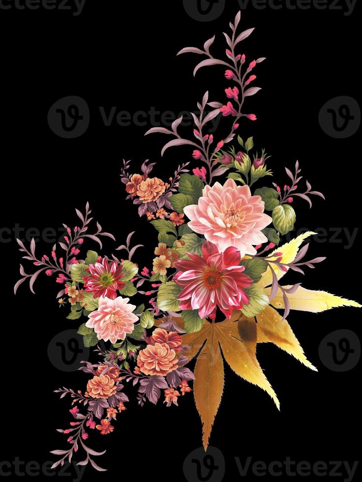 flowers pattern design floral seeamless botanical tropical background photo