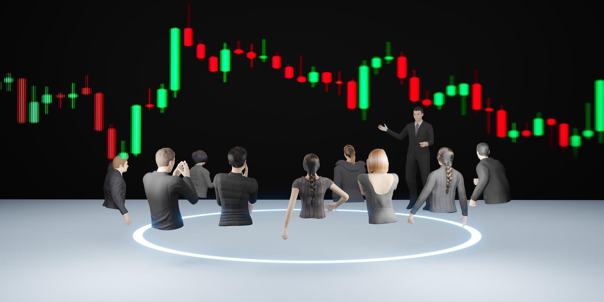 Meetings in Metaverse Stock Trading and cryptocurrency via VR camera Avatars in Metaverse in photo