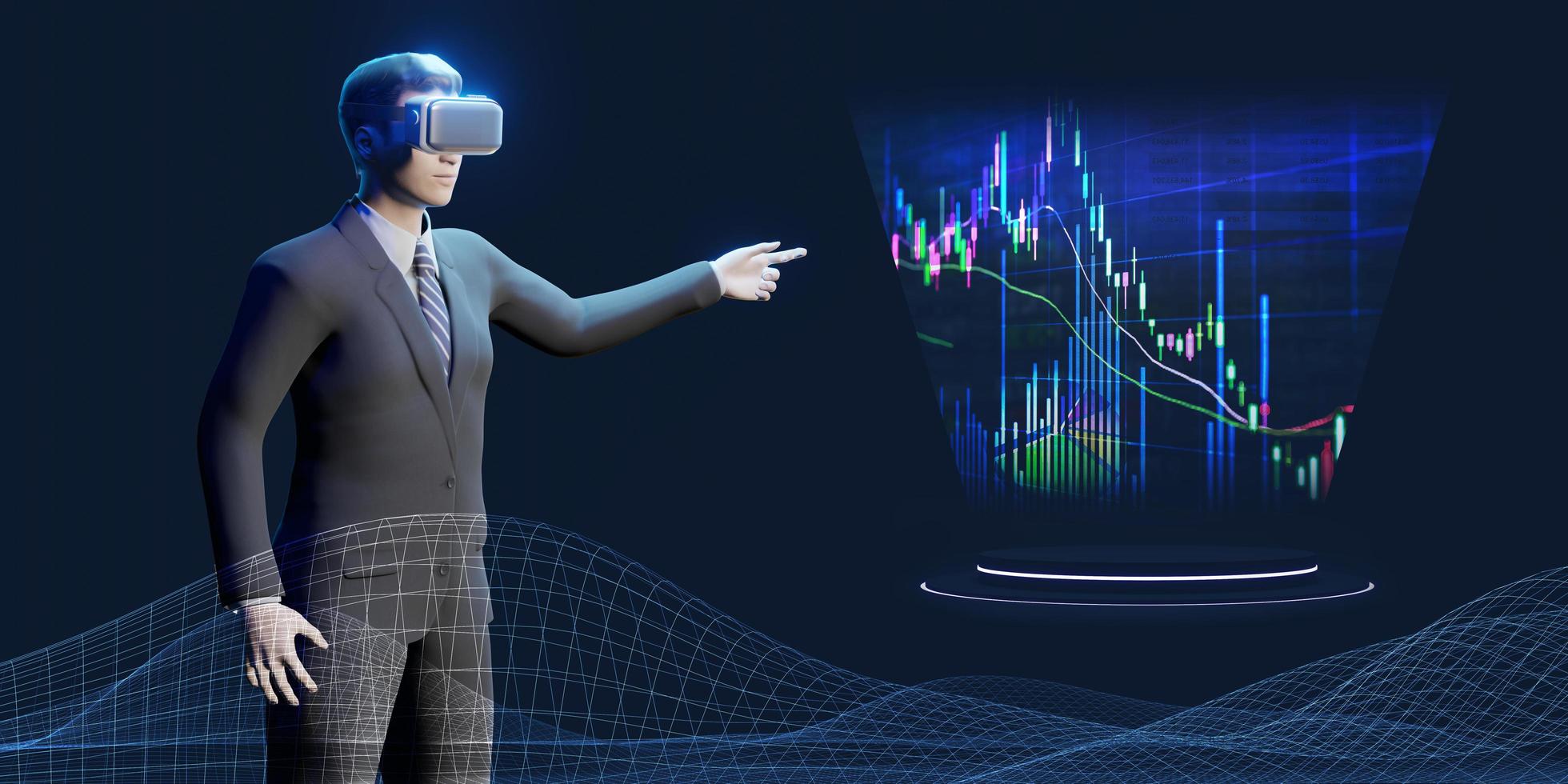 Meetings in Metaverse Stock Trading and cryptocurrency via VR camera Avatars in Metaverse in photo