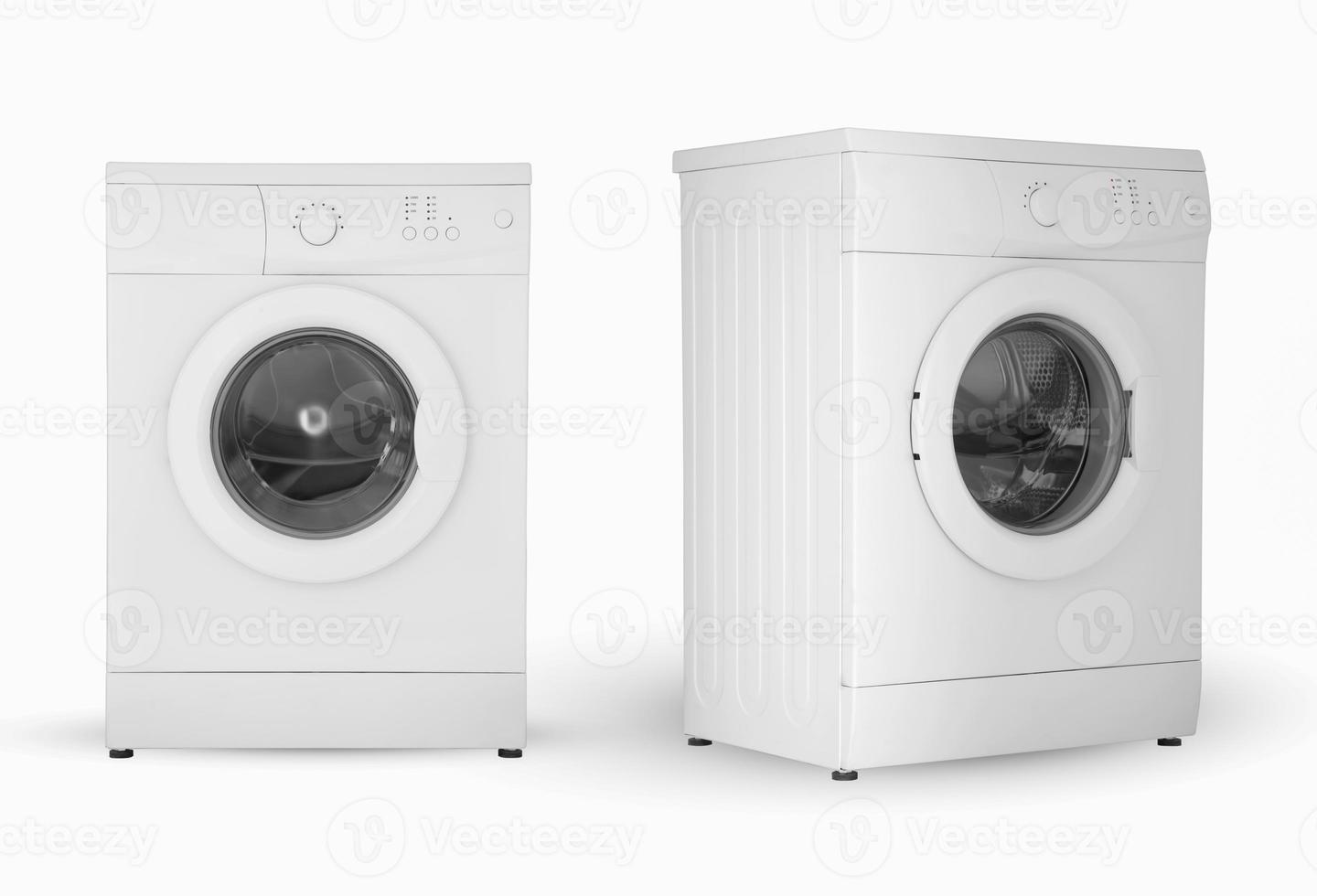 lavadora eléctrica moderna dos posiciones sobre un fondo blanco foto